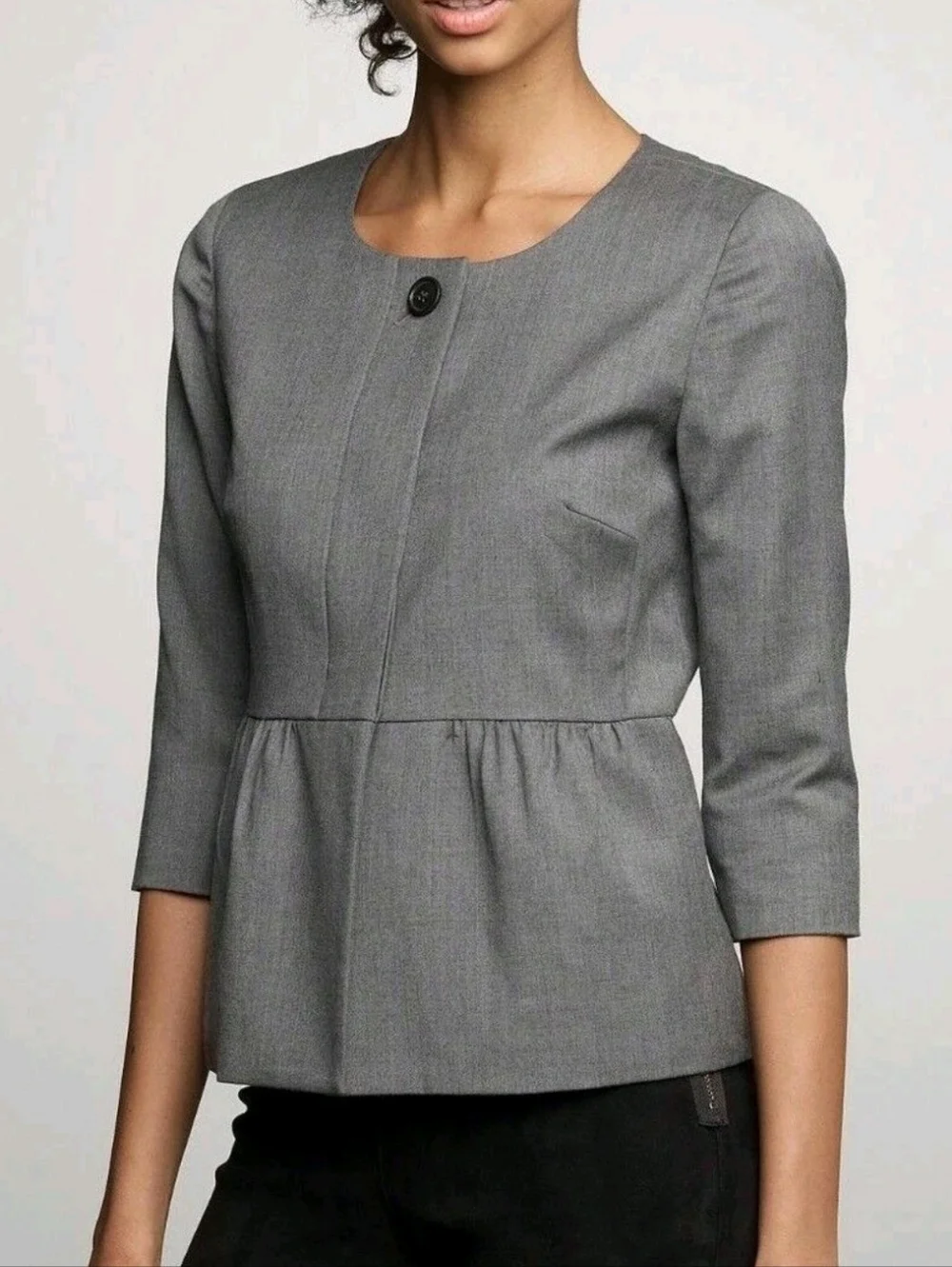 J. Crew Women's Gray Wool Blend Peplum Blazer 3/4 Sleeves Size 6
